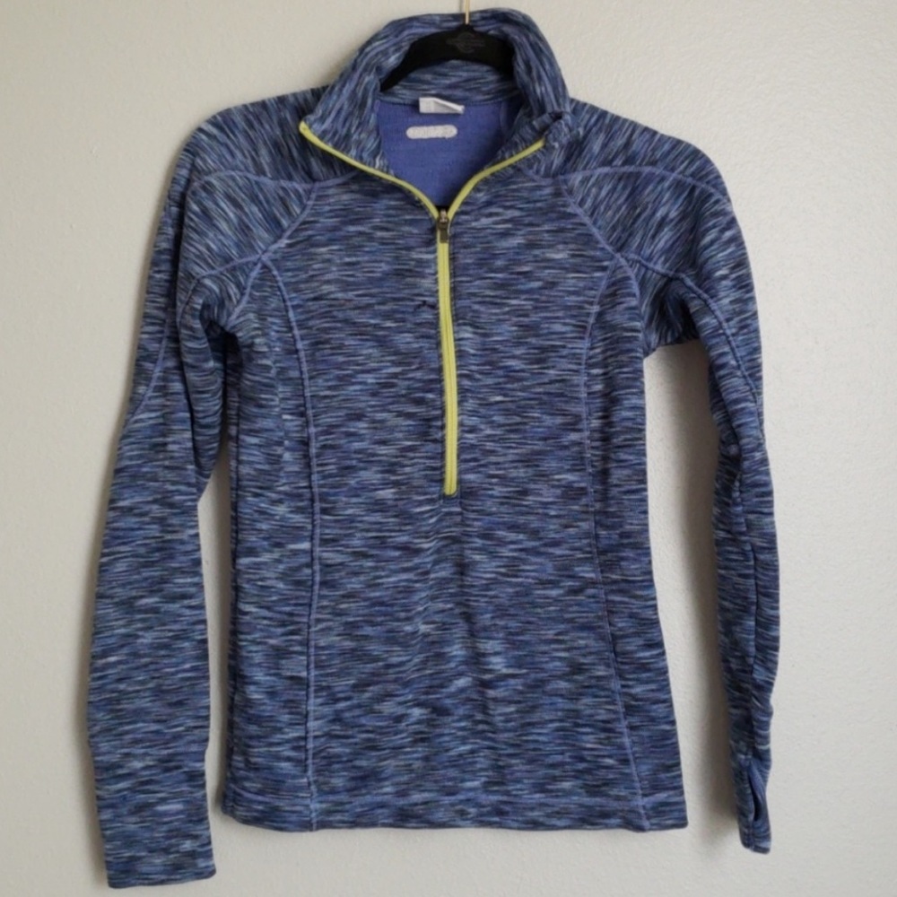 Columbia space dye heathered blue half zip pullover fitted long sleeve sweater